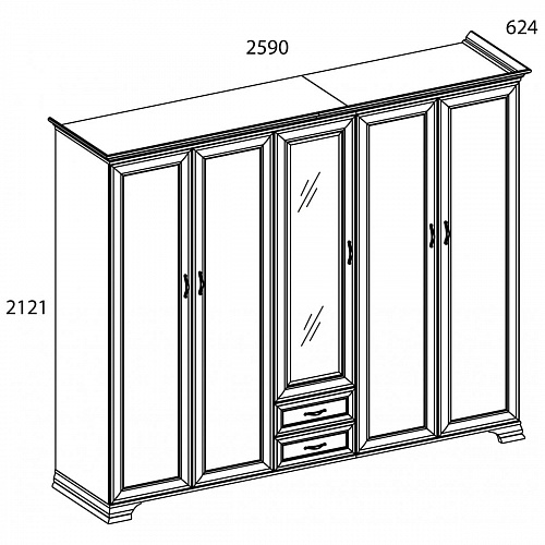Шкаф 5DG2S Z TIFFANY Вудлайн кремовый