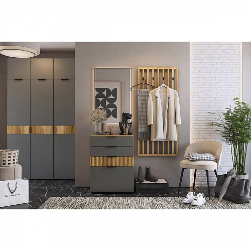 Шкаф однодверный Бери дуб крафт золотой/графит