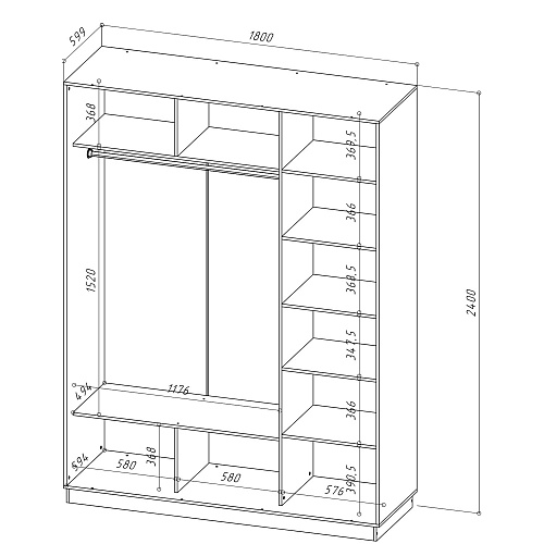 Шкаф-купе НК FIX 3-х дверный с зеркалом Белый