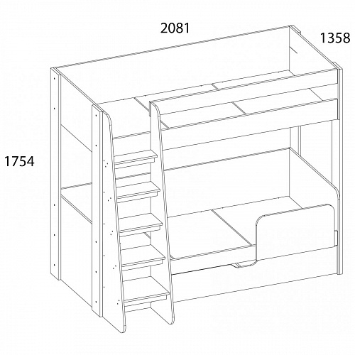 Кровать двухъярусная JAZZ Каштан найроби/Оникс
