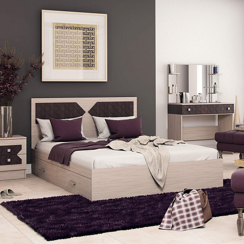 Кровать Николь Ясень Шимо-Лиственница темная 1400х2000