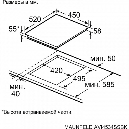Индукционная варочная панель MAUNFELD AVI4534SSBK