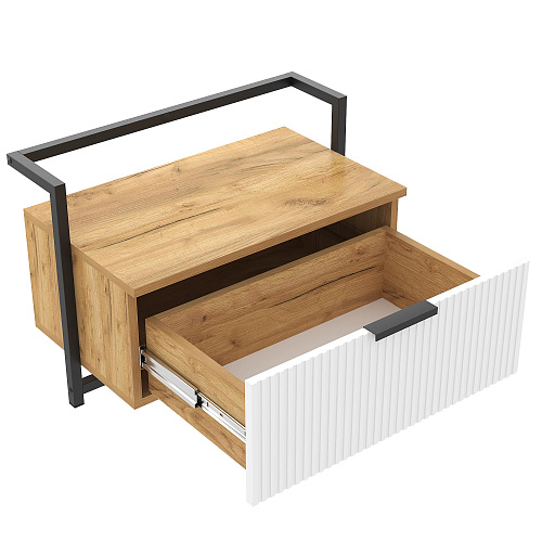 Тумба прикроватная навесная лофт DQ SITI дуб вотан/белый