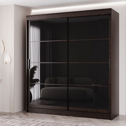 Шкаф-купе ГРАНД 1 2,0 Венге/Лакобель черный