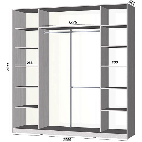 Шкаф-купе Старт 3-дверный без зеркала 2300 (высота 2400, глубина 600)