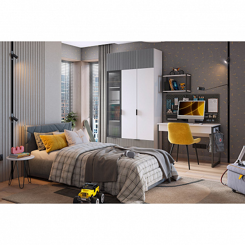 Набор детской мебели Зефир К6 белое дерево/серый (эмаль)/графит (велюр)