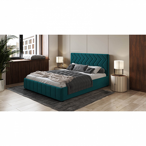 Кровать с подъемным механизмом Милана 1800х2000 Tenerife izumrud (сине-зелёный)