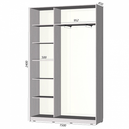 Шкаф-купе Старт 2-дверный без зеркала 1500 (высота 2400, глубина 450)