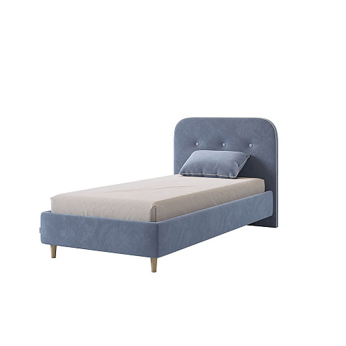 Кровать односпальная Лео 90х200 топаз/галька (велюр)