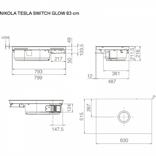 Варочная панель с вытяжкой ELICA NIKOLATESLA SWITCH GLOW EVO BL/A/83-PRF0196335