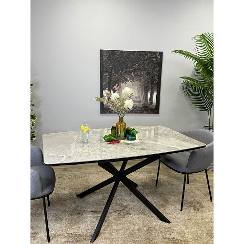 Стол обеденный Kenner BR1300 черный/керамика ITALIAN MIDDLE GRAY