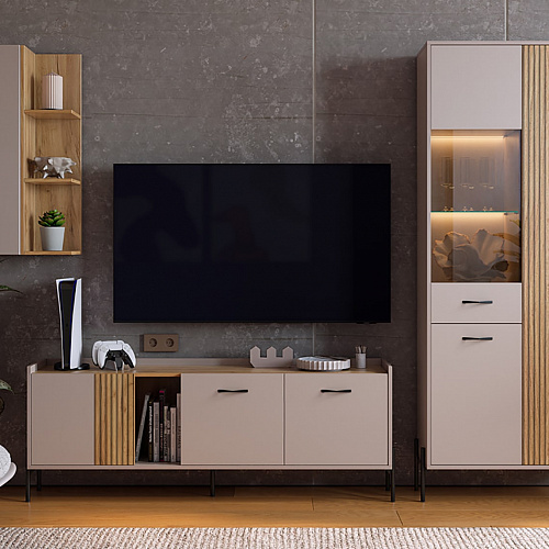 Гостиная Доминика К4 кашемир/дуб крафт золотой