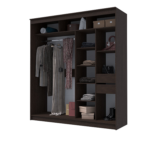 Шкаф-купе ГРАНД 1 2,0 Венге/Зеркало/Лакобель черный