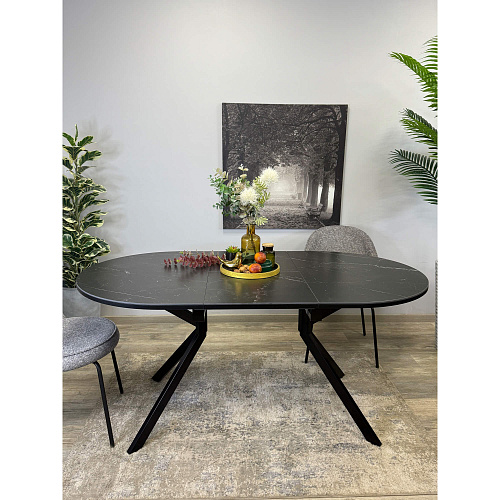 Стол обеденный Kenner DO1200 черный/керамика мрамор черный