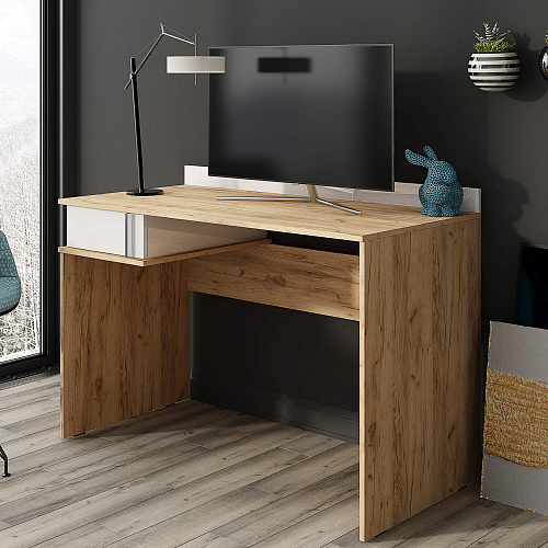 Стол письменный Джамп Дуб вотан/Белый гладкий