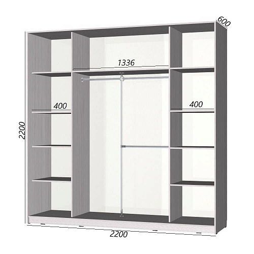 Шкаф-купе Старт 3-дверный без зеркала со вставками 2200 (высота 2200, глубина 600)