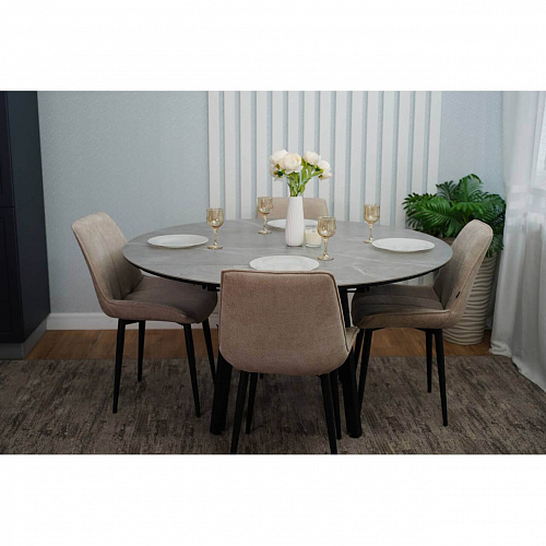 Стол обеденный керамический Раунд Серый