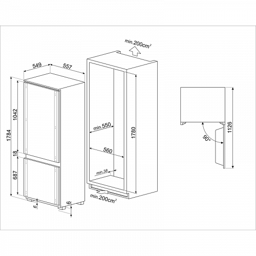 Встраиваемый холодильник Smeg C9174DN2D1