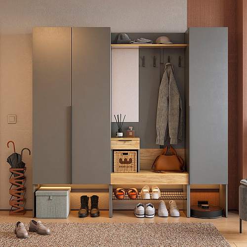 Прихожая Баско К11 графит/дуб крафт золотой