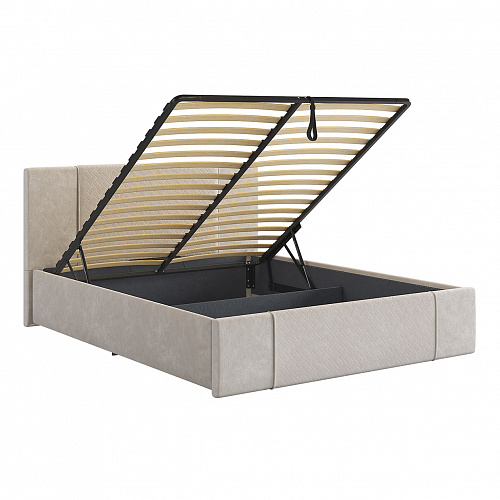 Кровать с подъемным механизмом Хлоя 160х200 крем (велюр)