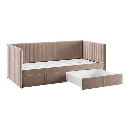 Кровать с ящиками Твикс (Софа) 90х200 латте (велюр)