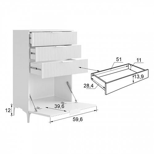 Гостиная Зефир К2 белое дерево/черный муар/графит