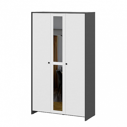 Шкаф трехстворчатый Дольче Графит/Белый