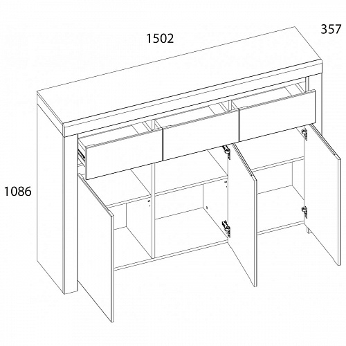 Тумба TAURUS 3D3S белый\дуб вотан