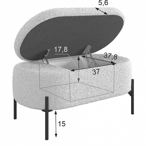 Пуф Барни белый (плюш)