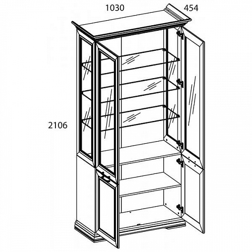 Шкаф-витрина SEVILLA 2V2D Белый
