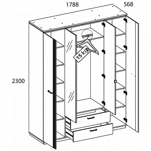 Шкаф VINATI 4DG2S Z ПЕРСИДСКИЙ ЖЕМЧУГ/АМАРОК