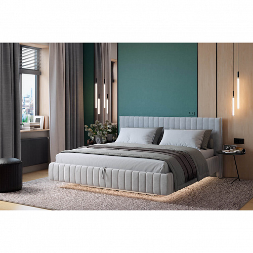 Кровать с подъемным механизмом Твикс 180х200 галька (велюр)