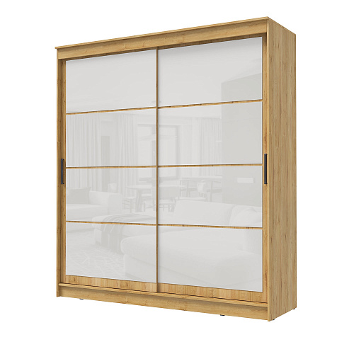 Шкаф-купе ГРАНД 1 2,0 Дуб вотан/Лакобель белый