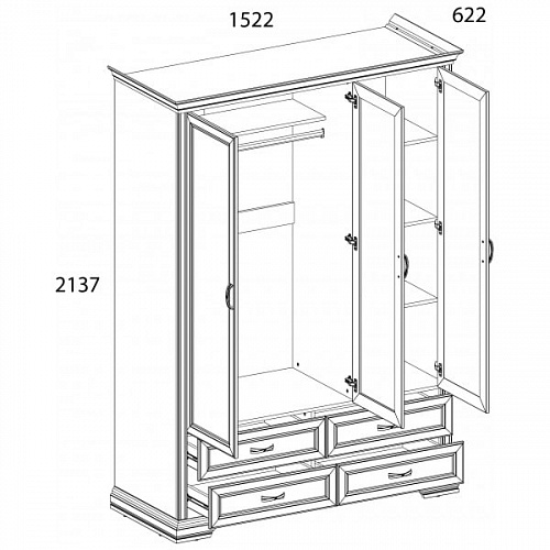 Шкаф 3D4S Z MONAKO Сосна винтаж