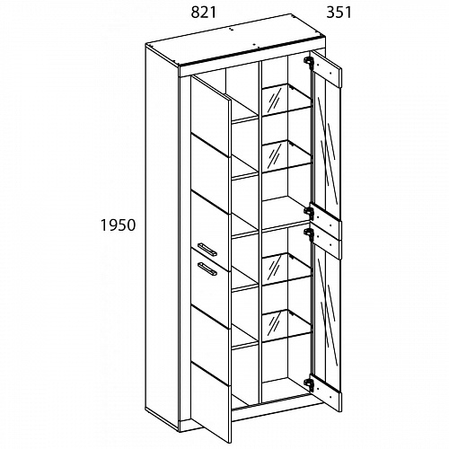Шкаф-витрина 2V2D OSKAR дуб Санремо