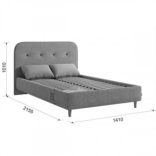 Кровать односпальная Лео 120х200 мята/галька (велюр)