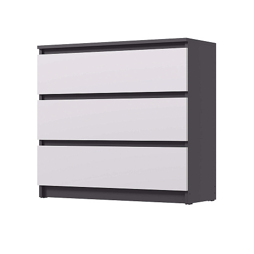Комод ВЕГА 3Я Графит/Белый гладкий