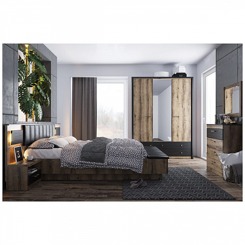 Тумба прикроватная JAGGER 1S Дуб монастырский/Черный