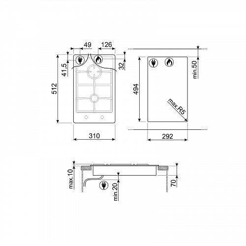 Газовая домино SMEG PGF32G
