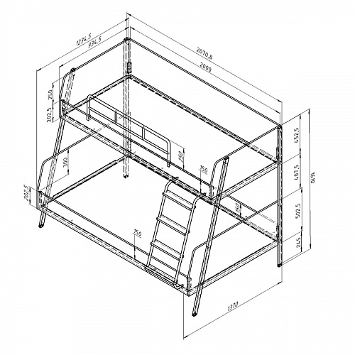 Двухъярусная кровать металлокаркас Дельта Лофт 20.02.04