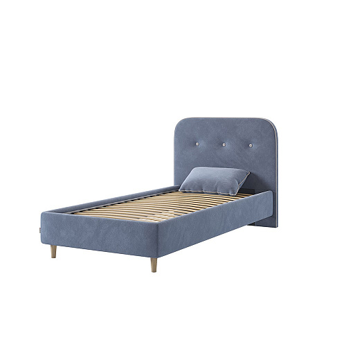 Кровать односпальная Лео 90х200 топаз/галька (велюр)