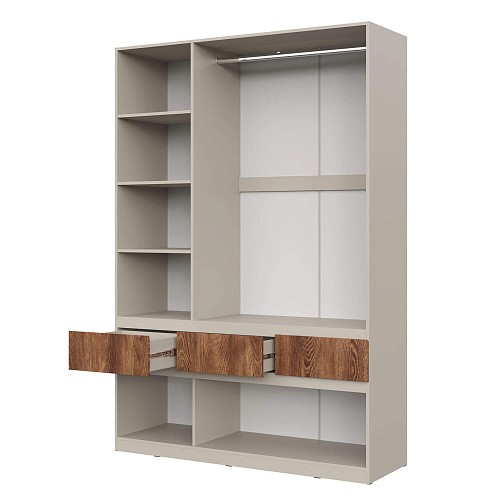 Шкаф НК PIANO 3-х створчатый Кашемир/Каштан