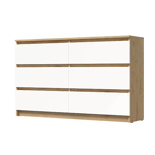 Комод ВЕГА 6Я Дуб Вотан/Белый гладкий