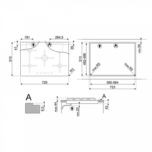 Варочная поверхность Smeg PV375N