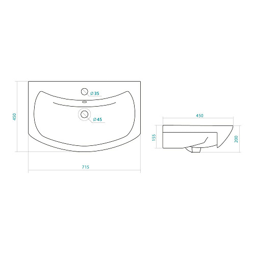 Тумба под раковину Wing 700-0-2 навесная дуб золотой с умывальником
