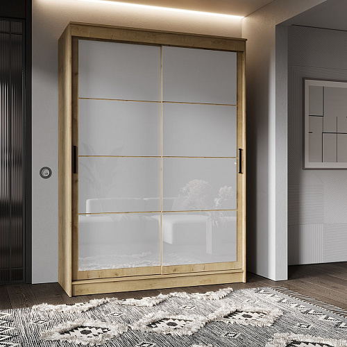 Шкаф-купе ГРАНД 1 1,6 Дуб вотан/Лакобель белый