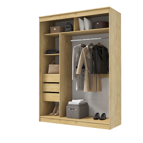 Шкаф-купе ГРАНД 1 1,6 Дуб вотан/Лакобель белый