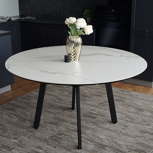 Стол обеденный керамический Раунд Белый