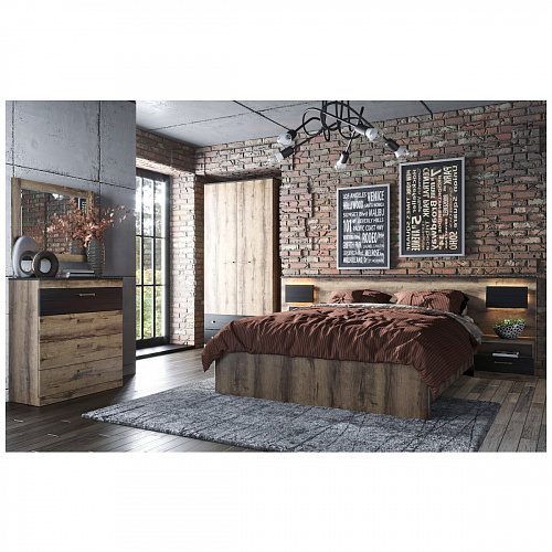 Кровать JAGGER 160 Дуб монастырский/Черный