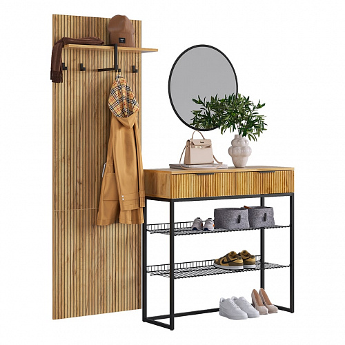 Прихожая К2 дуб крафт золотой/черный муар